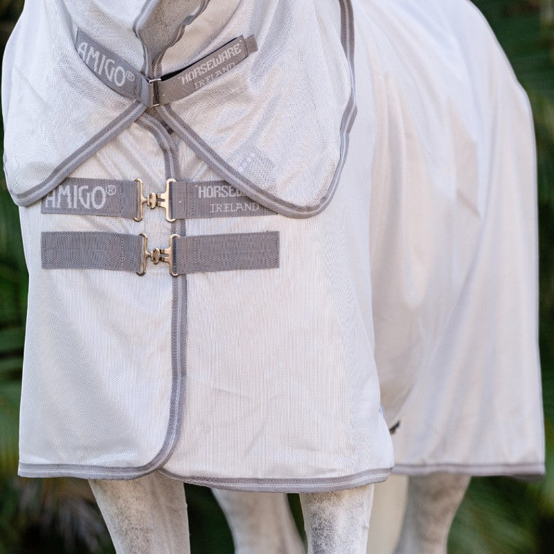 Horseware - Couverture anti-mouches Amigo Integrated argent/ titanium grey/ argent