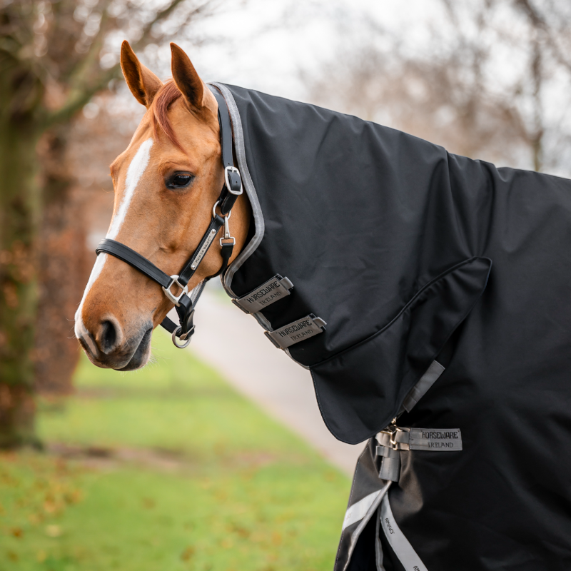 Horseware - Couverture d'extérieur Amigo Bravo Integrated Turnout noir/ titanium grey/ argent 150g