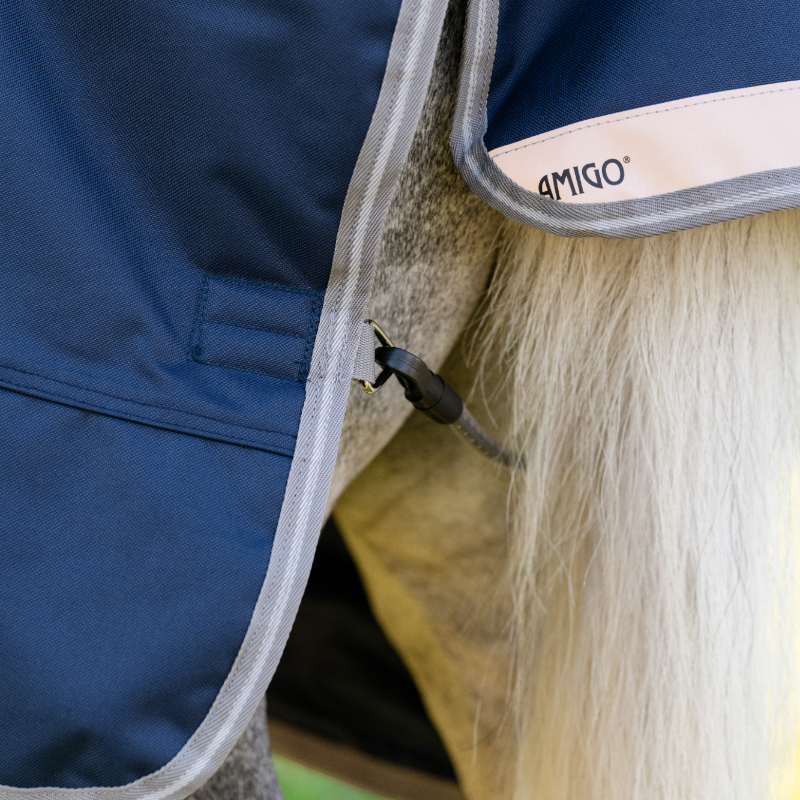 Horseware - Couverture d'extérieur Amigo Bravo Plus Pony Turnout marine/ titanium grey/ argent 0g