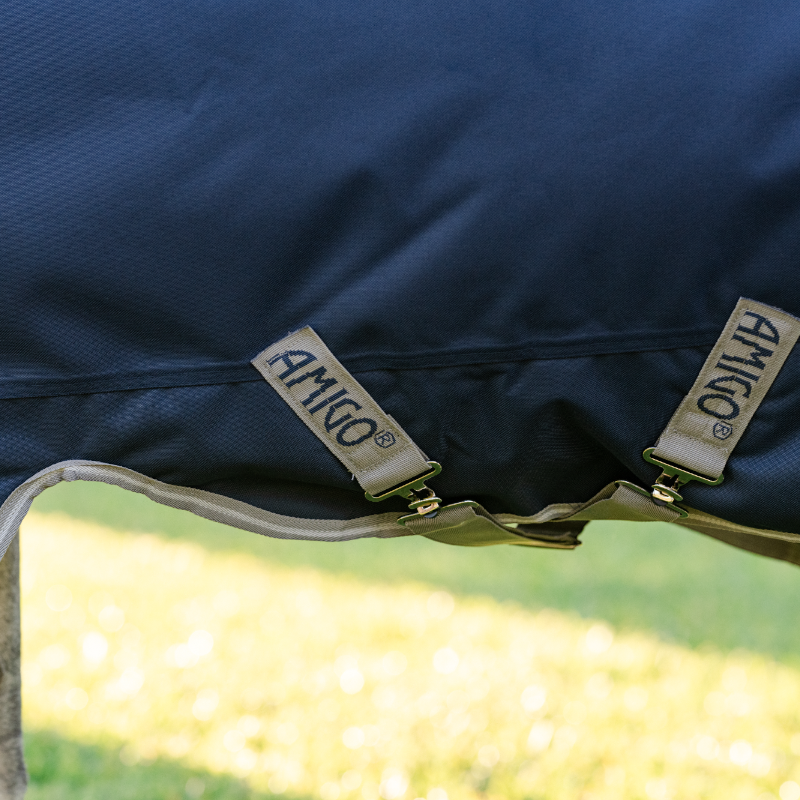 Horseware - Couverture d'extérieur Amigo Bravo Plus Pony Turnout marine/ titanium grey/ argent 250g | - Ohlala