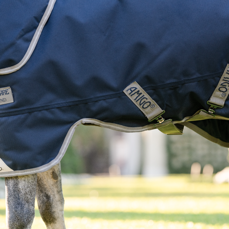 Horseware - Couverture d'extérieur Amigo Bravo Plus Pony Turnout marine/ titanium grey/ argent 250g | - Ohlala