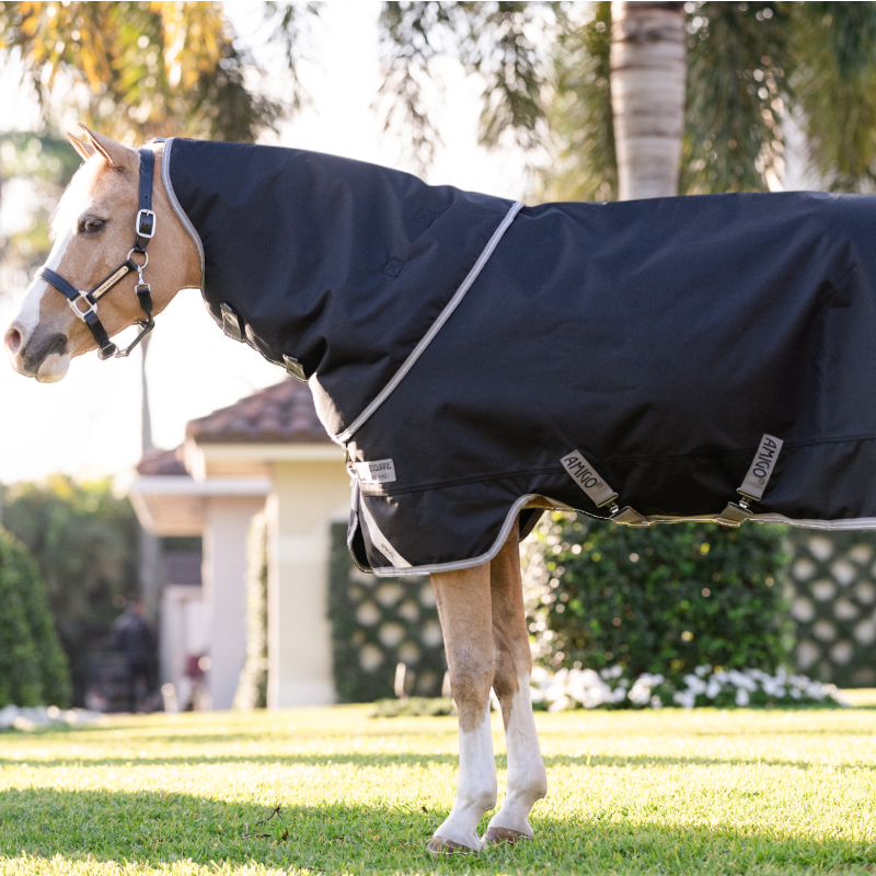 Horseware - Couverture d'extérieur Amigo Bravo Plus Pony Turnout noir/ titanium grey/ argent 250g