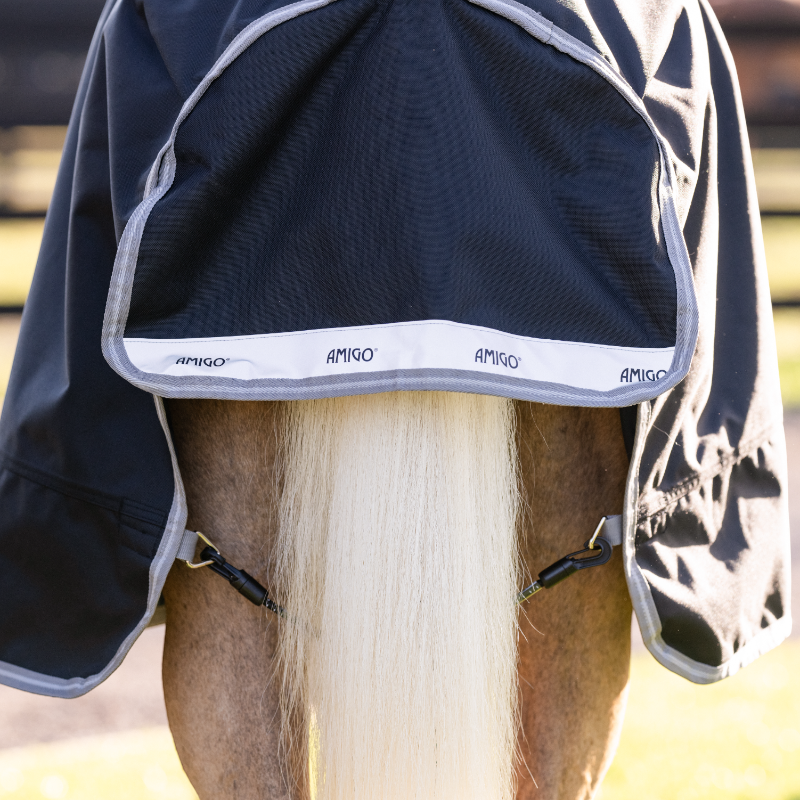 Horseware - Couverture d'extérieur Amigo Bravo Plus Pony Turnout noir/ titanium grey/ argent 250g