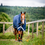 Horseware - Amigo Bravo Plus Turnout buitendeken marine/ titanium grey/ zilver 100g | - Ohlala