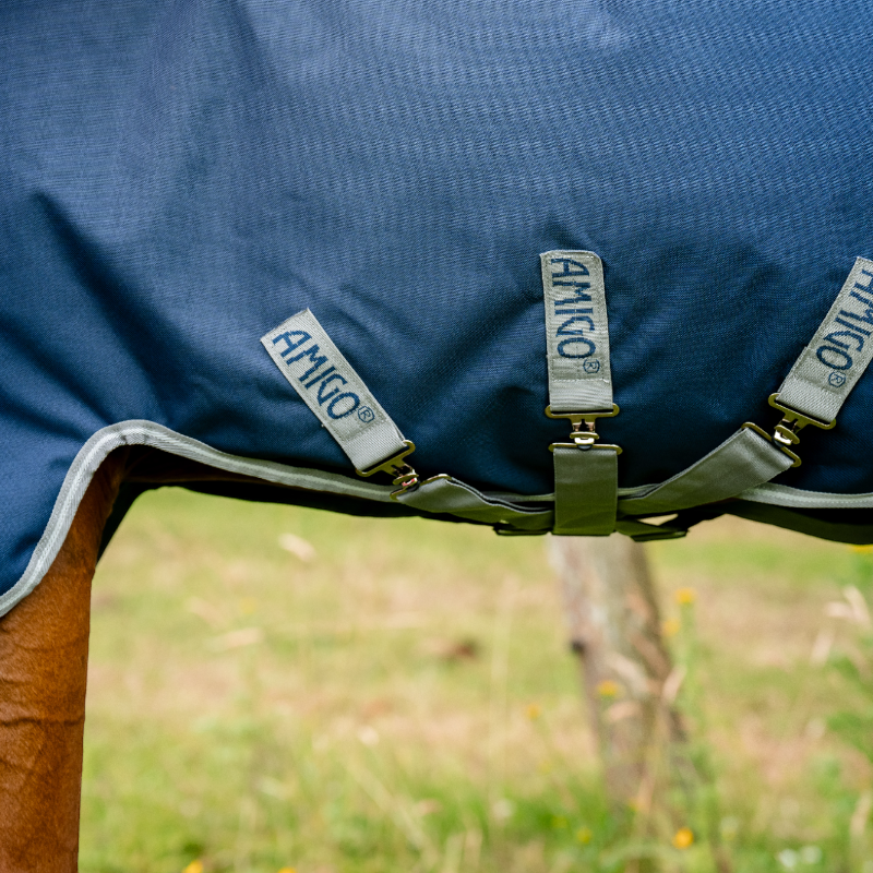 Horseware - Couverture d'extérieur Amigo Bravo Plus Turnout marine/ titanium grey/ argent 100g