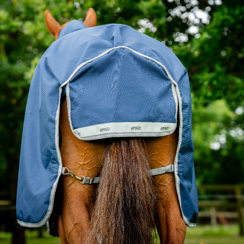 Horseware - Couverture d'extérieur Amigo Bravo Plus Turnout marine/ titanium grey/ argent 100g
