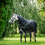 Horseware - Amigo Bravo Plus Turnout buitendeken zwart/ titanium grey/ zilver 100g | - Ohlala