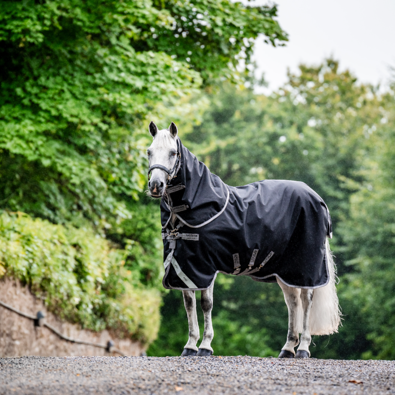 Horseware - Couverture d'extérieur Amigo Bravo Plus Turnout noir/ titanium grey/ argent 50g | - Ohlala