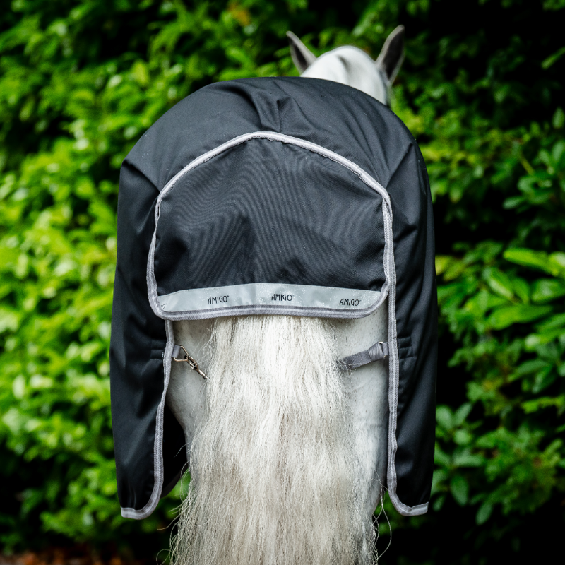 Horseware - Couverture d'extérieur Amigo Bravo Plus Turnout noir/ titanium grey/ argent 50g | - Ohlala