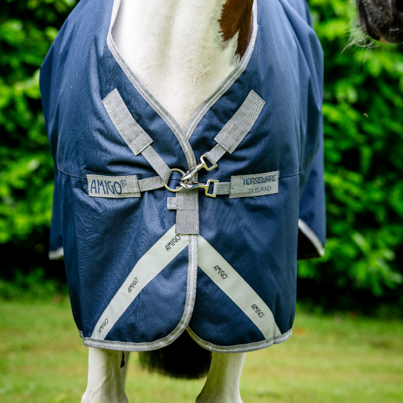 Horseware - Couverture d'extérieur Amigo Bravo XL Turnout marine/ titanium grey/ argent 150g