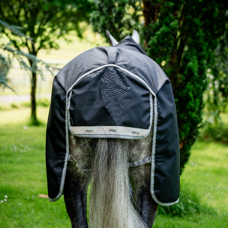 Horseware - Couverture d'extérieur Amigo Bravo XL Turnout noir/ titanium grey/ argent 150g