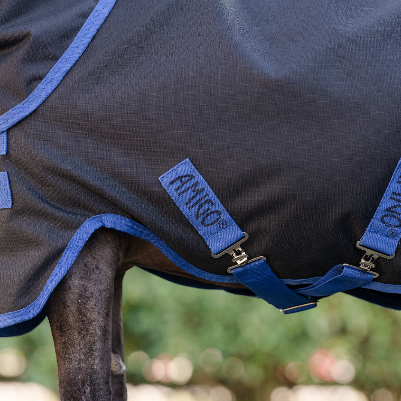 Horseware - Couverture d'extérieur Amigo Ripstop Plus Petite Turnout noir/ classic blue 200g