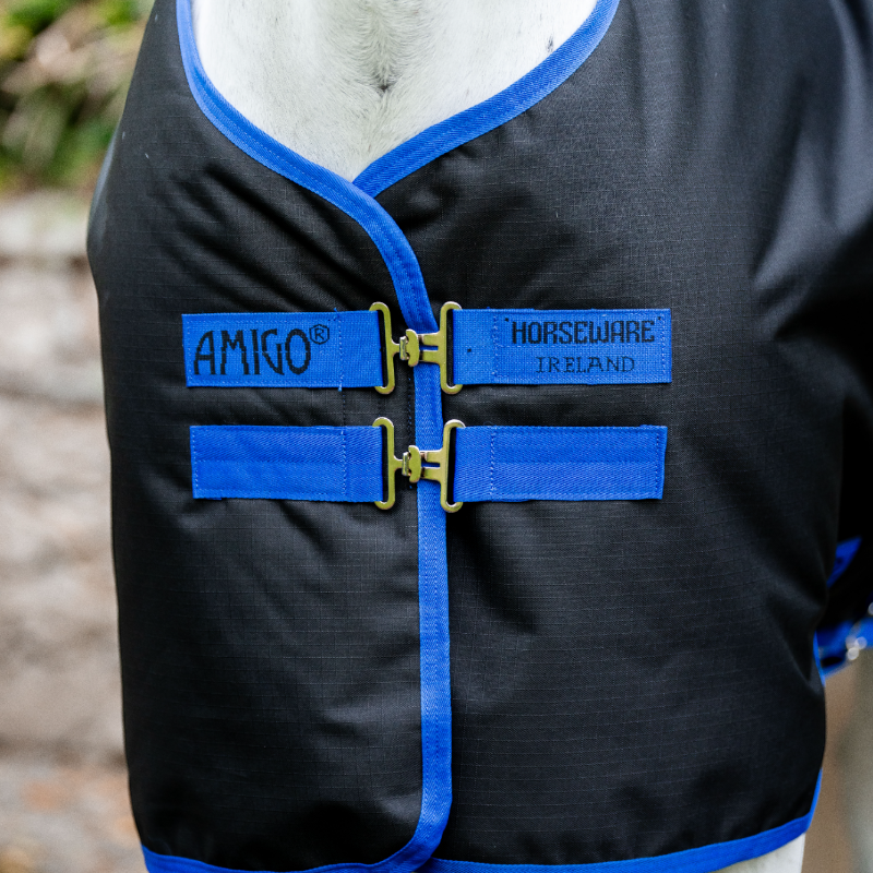 Horseware - Couverture d'extérieur Amigo Ripstop Plus Pony Turnout noir/ classic blue 100g | - Ohlala