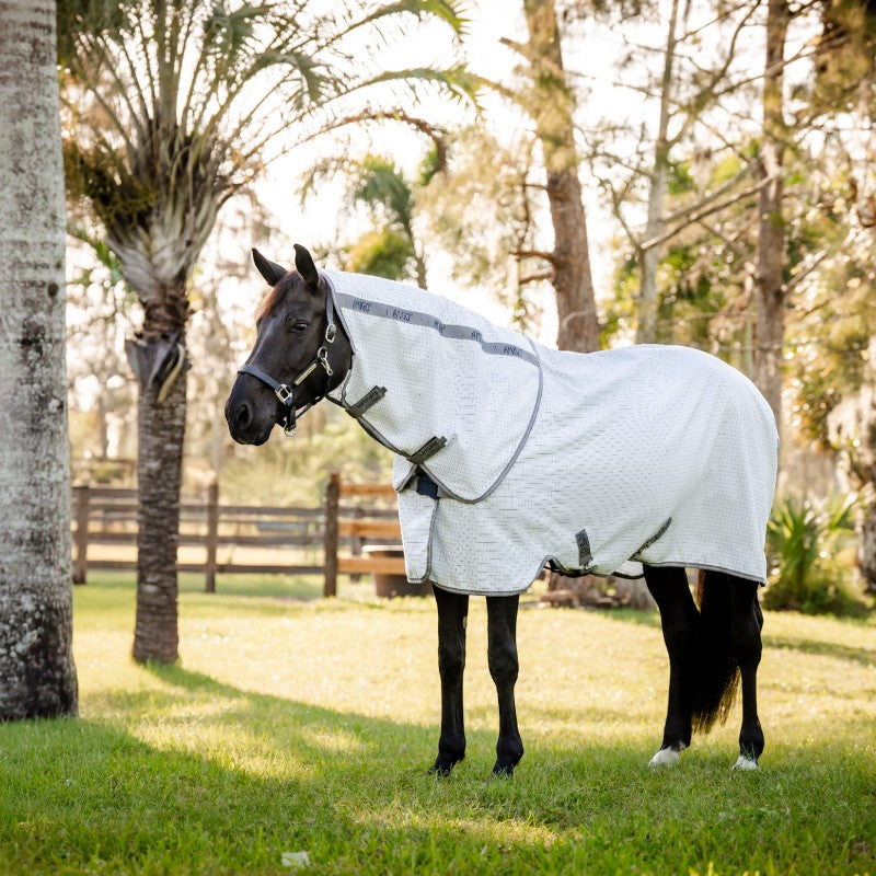 Horseware - Couverture d'extérieur Amigo Summer marine check/ titanium grey/ argent