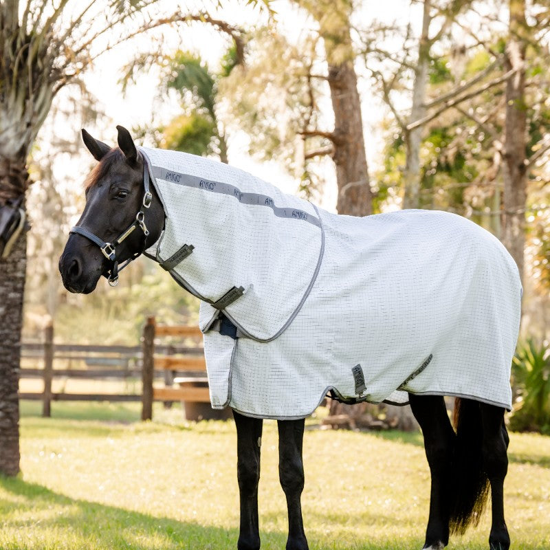 Horseware - Couverture d'extérieur Amigo Summer marine check/ titanium grey/ argent