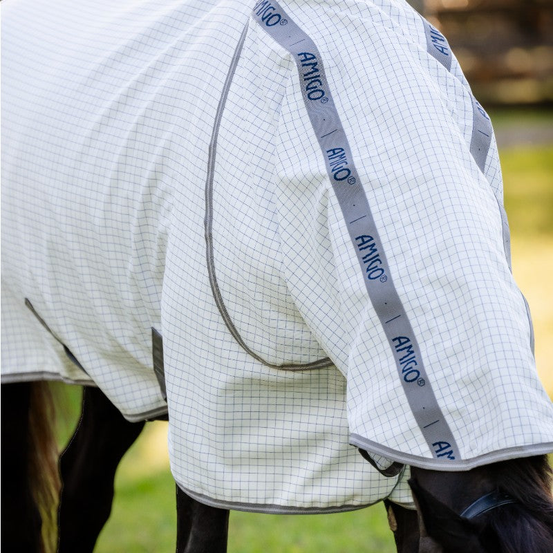 Horseware - Couverture d'extérieur Amigo Summer marine check/ titanium grey/ argent