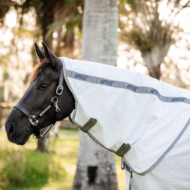 Horseware - Couverture d'extérieur Amigo Summer marine check/ titanium grey/ argent