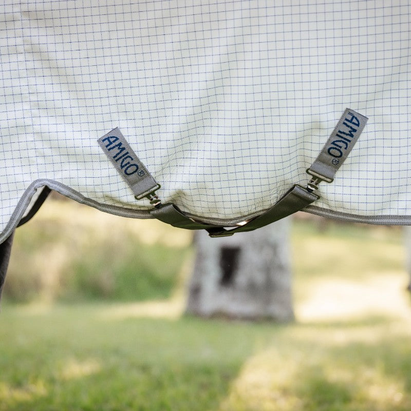 Horseware - Couverture d'extérieur Amigo Summer marine check/ titanium grey/ argent