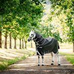 Horseware - Rambo Plus Turnout buitendeken zwart/ thunderstorm grey/ zilver 100g | - Ohlala