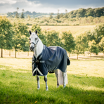 Horseware - Rambo Turnout VL buitendeken marine/ thunderstorm grijs/ zilver 250g | - Ohlala