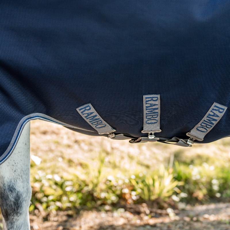 Horseware - Couverture d'extérieur Rambo Turnout VL marine/ thunderstorm gris/ argent 250g | - Ohlala