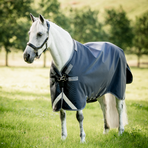 Horseware - Rambo Turnout buitendeken marine/ thunderstorm grijs/ zilver 100g | - Ohlala