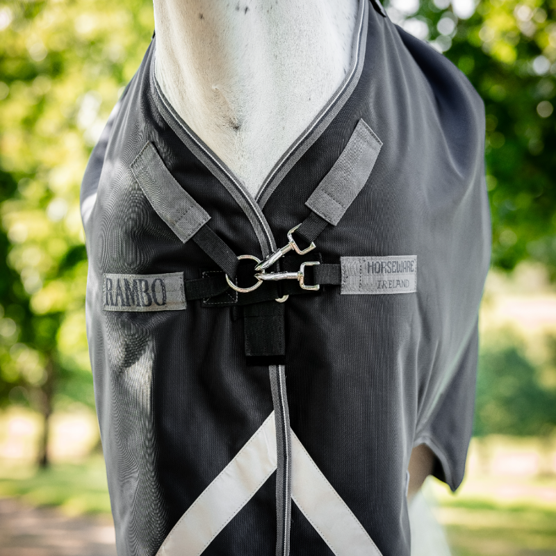 Horseware - Couverture d'extérieur Rambo Turnout noir/ thunderstorm gris/ argent 0g
