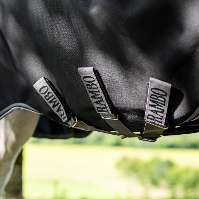 Horseware - Couverture d'extérieur Rambo Turnout noir/ thunderstorm gris/ argent 50g