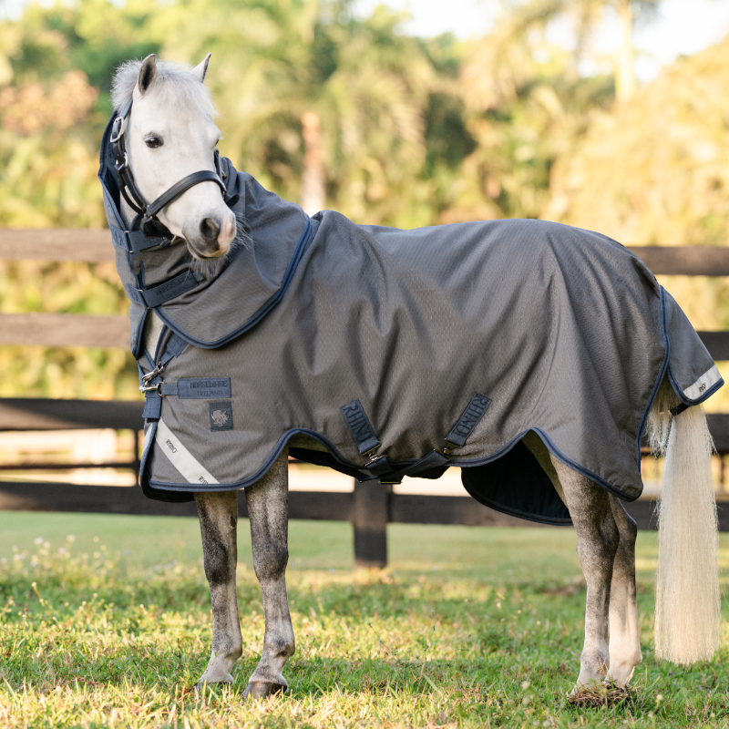 Horseware - Couverture d'extérieur Rhino HexStop Plus Pony gris/ indigo/ marine 100g