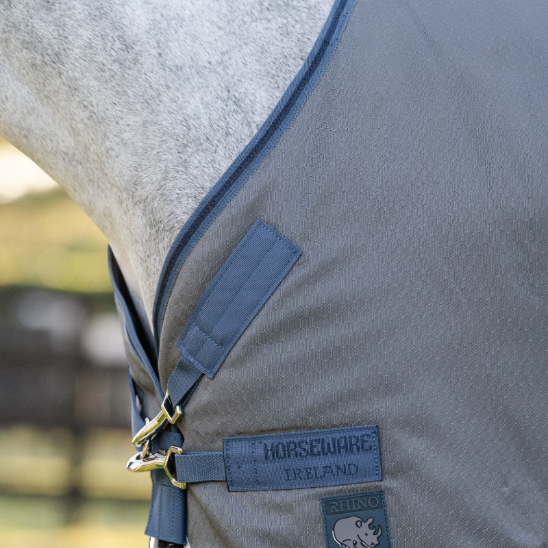 Horseware - Couverture d'extérieur Rhino HexStop Plus Pony gris/ indigo/ marine 0g | - Ohlala