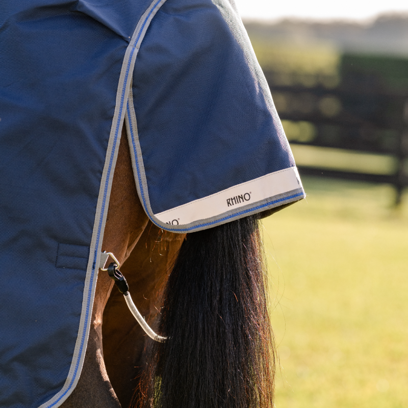 Horseware - Couverture d'extérieur Rhino Turnout marine/ titanium grey/ classic blue 100g