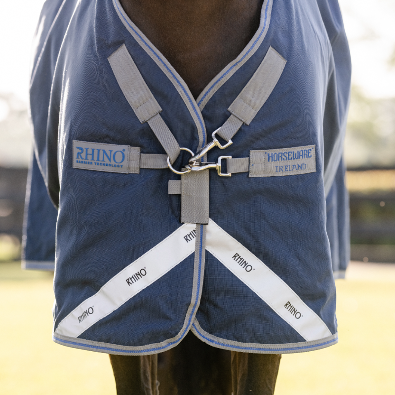 Horseware - Couverture d'extérieur Rhino Turnout marine/ titanium grey/ classic blue 100g