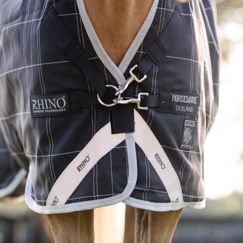 Horseware - Couverture d'extérieur Rhino Wug Pony Turnout noir/ gris/ blanc à carreaux 0g