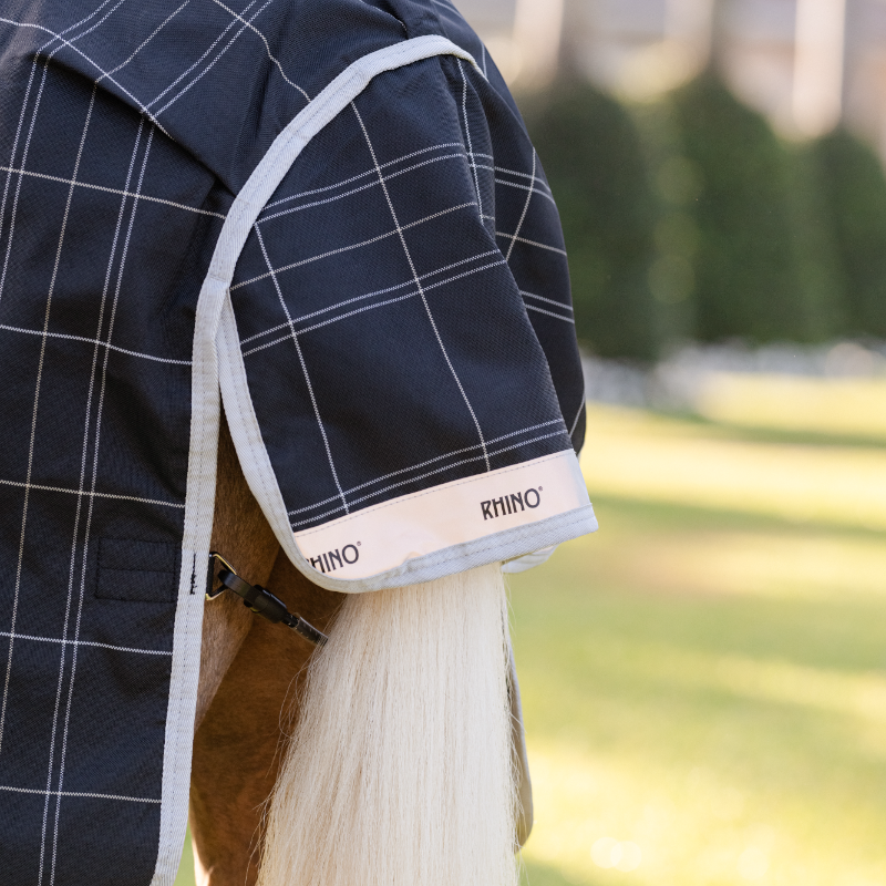 Horseware - Couverture d'extérieur Rhino Wug Pony Turnout VL noir/ gris/ blanc à carreaux 250g