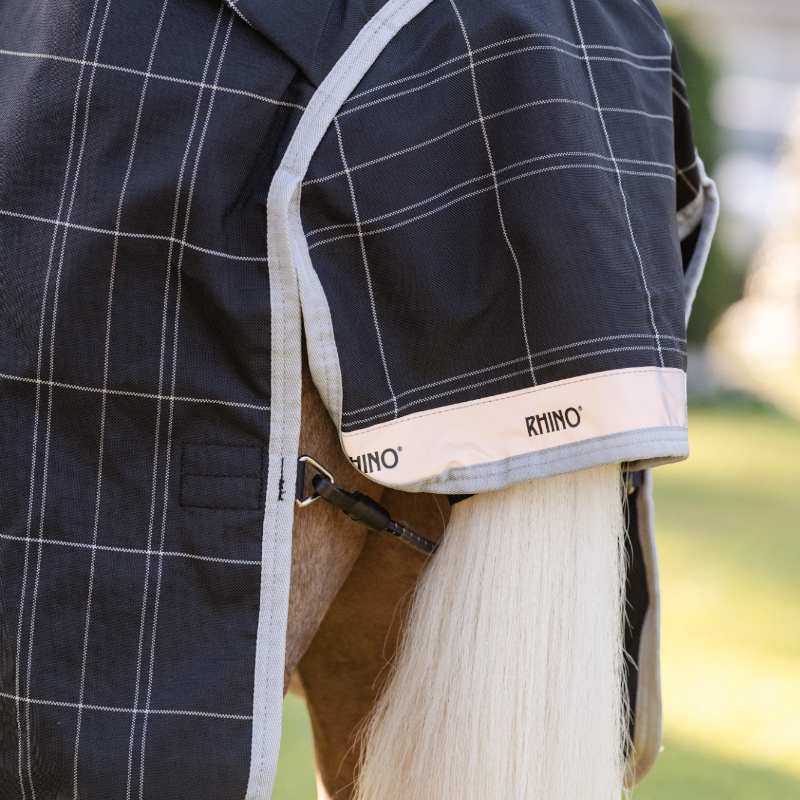 Horseware - Couverture d'extérieur Rhino Wug Pony Turnout noir/ gris/ blanc à carreaux 0g