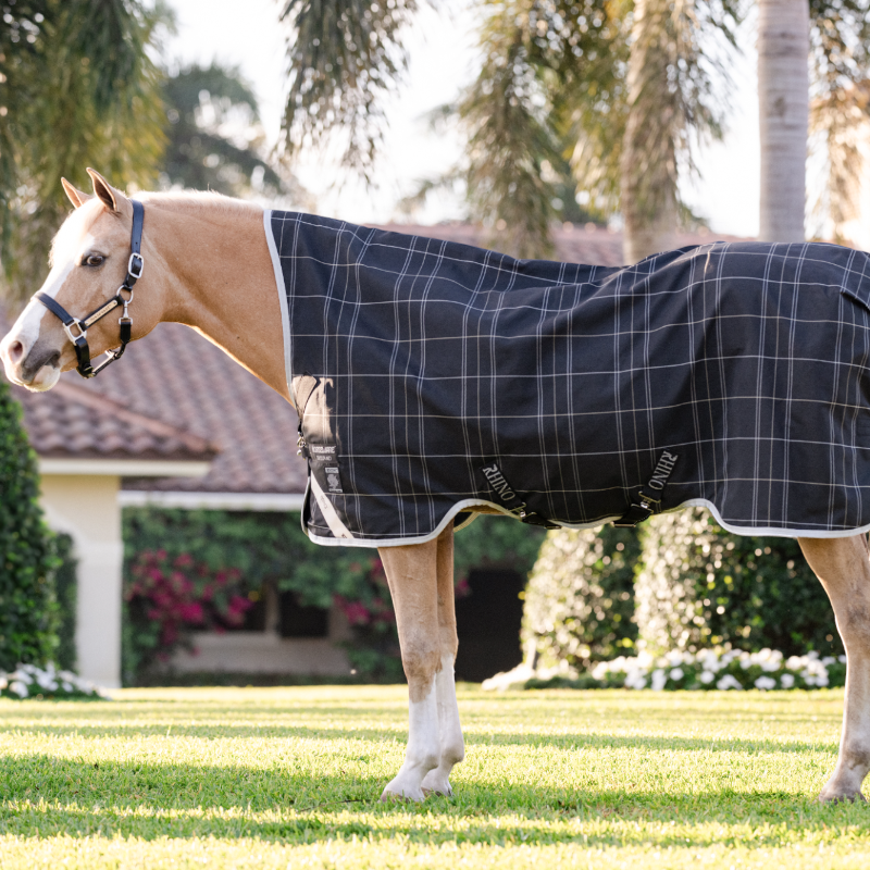 Horseware - Couverture d'extérieur Rhino Wug Pony Turnout noir/ gris/ blanc à carreaux 0g