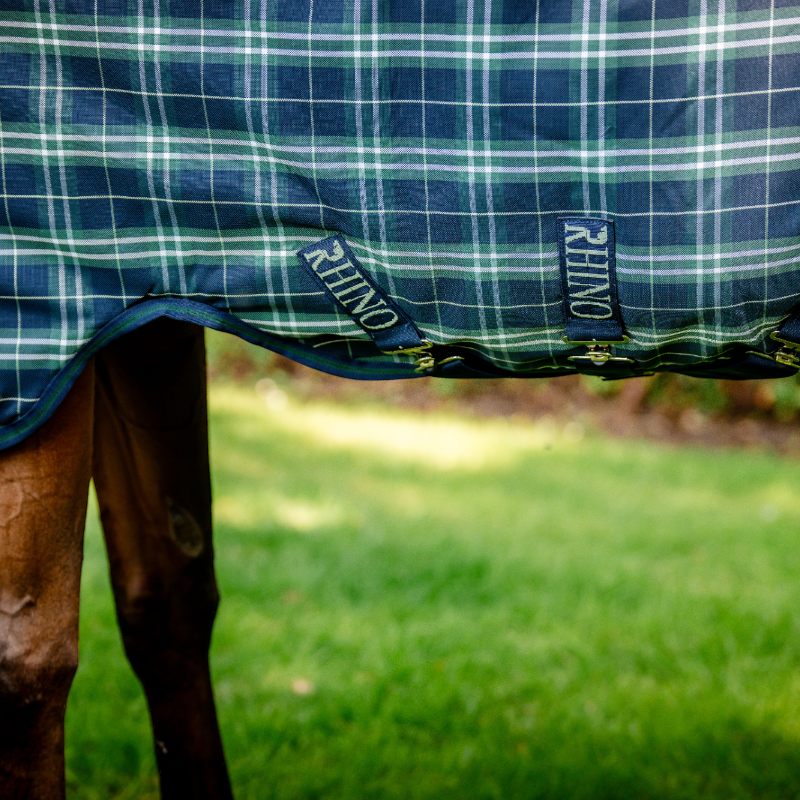 Horseware - Rhino Wug Turnout buitendeken hunter check/ marine/ groen 0g | - Ohlala