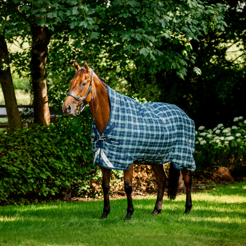 Horseware - Rhino Wug Turnout buitendeken hunter check/ marine/ groen 0g | - Ohlala