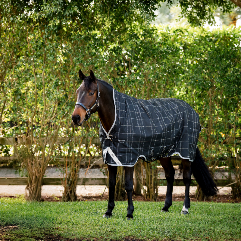 Horseware - Couverture d'extérieur Rhino Wug Turnout noir/ gris/ blanc à carreaux 0g | - Ohlala