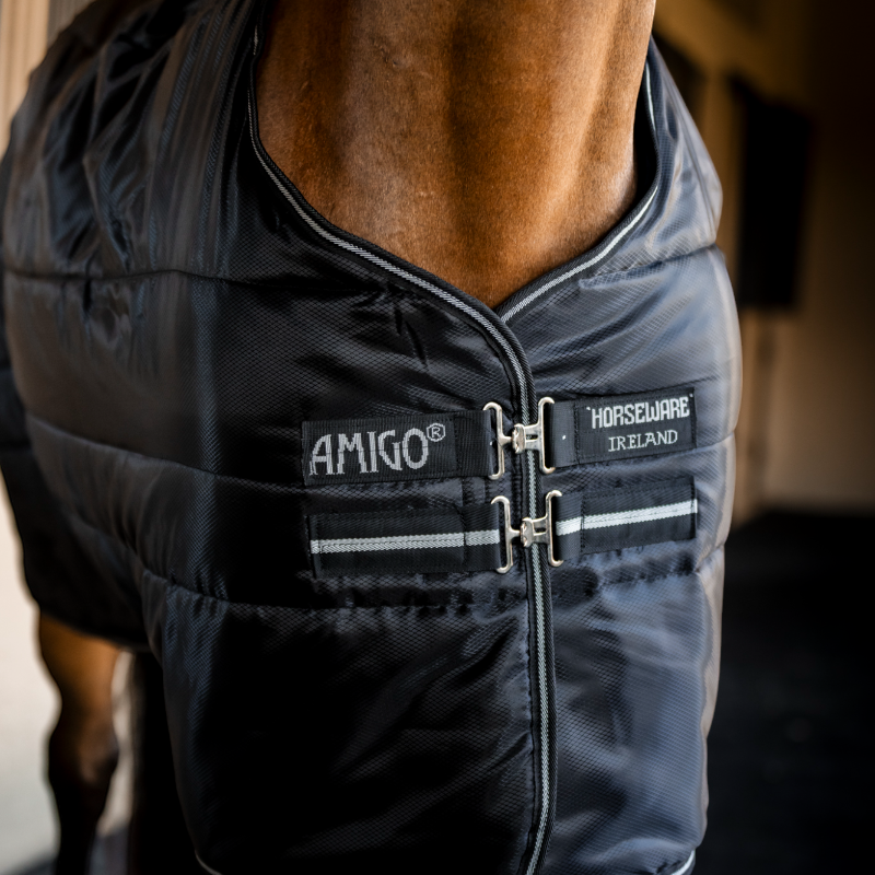 Horseware - Couverture de box Amigo Ripstop Insulator Plus Stable noir/ argent 350g | - Ohlala
