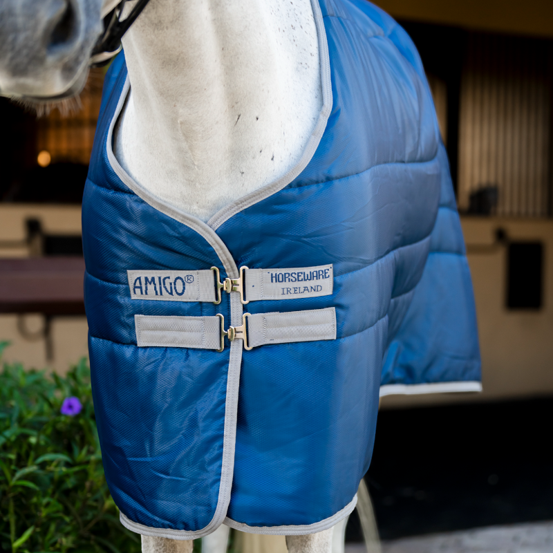 Horseware - Couverture de box Amigo Ripstop Insulator Stable marine/ titanium grey 50g