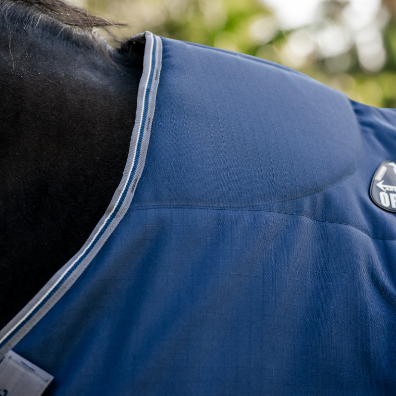 Horseware - Couverture de box Rambo Optimo Stable marine/ thunderstorm grey/ argent 400g | - Ohlala