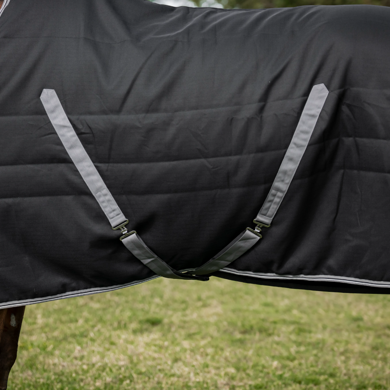 Horseware - Couverture de box Rambo Stable noir/ thunderstorm grey/ argent 200g