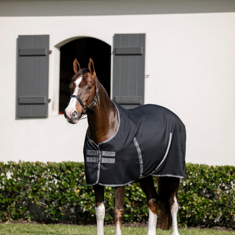 Horseware - Couverture de box Rambo Stable noir/ thunderstorm grey/ argent