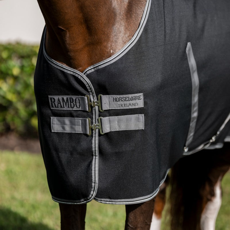 Horseware - Couverture de box Rambo Stable noir/ thunderstorm grey/ argent