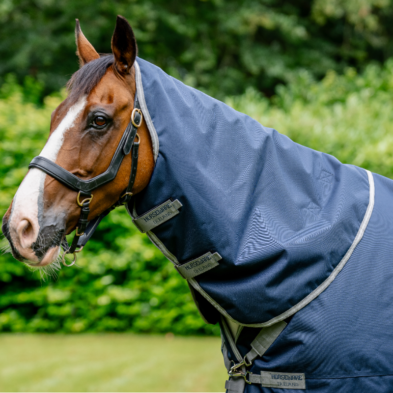 Horseware - Couvre-cou Amigo Bravo XL Turnout marine/ titanium grey/ argent 150g