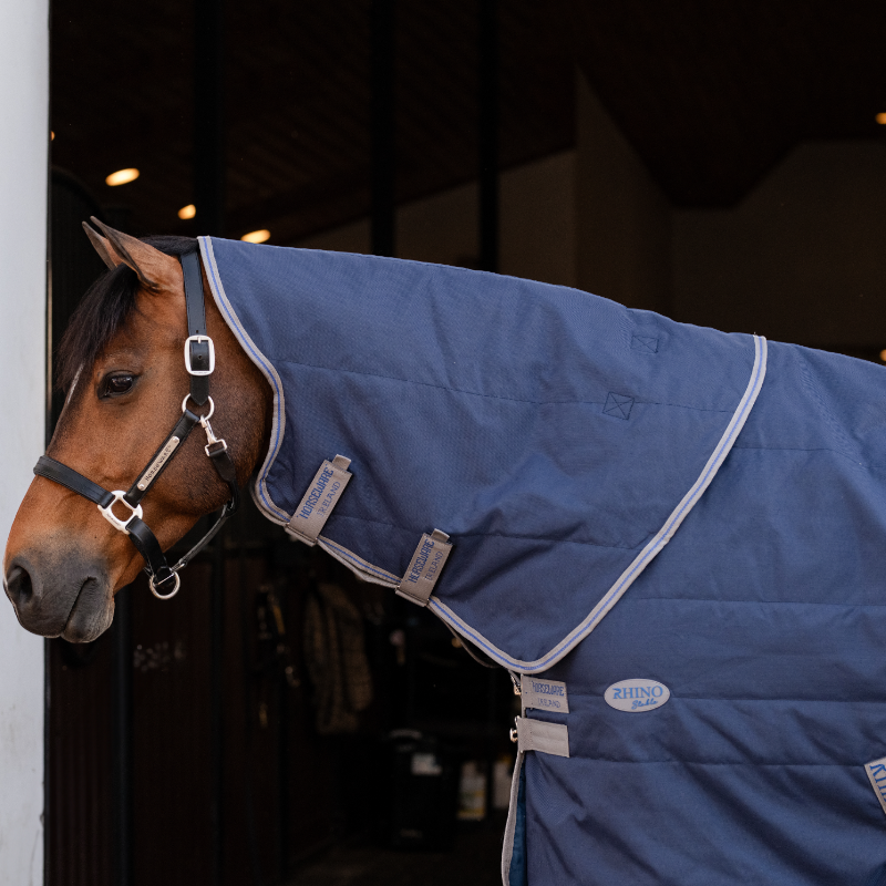 Horseware - Couvre-cou Rhino Stable marine/ titanium grey/ classic blue 200g