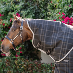 Horseware - Rhino Stable nekdeken zwart/ grijs/ wit geruit/ grijs 200g | - Ohlala