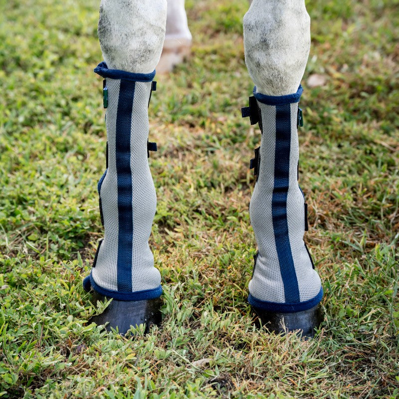 Horseware - Guêtres anti-mouches Fly Boots argent/ marine x2 | - Ohlala