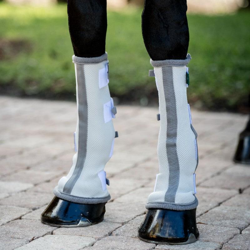 Horseware - Guêtres anti-mouches Fly Boots argent/ titanium grey/ argent x2
